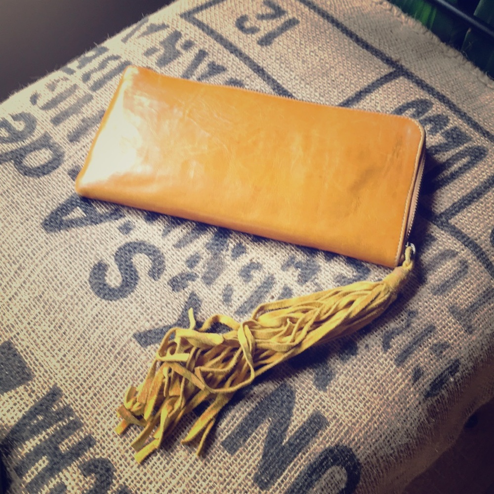 Vintage gold leather clutch wallet